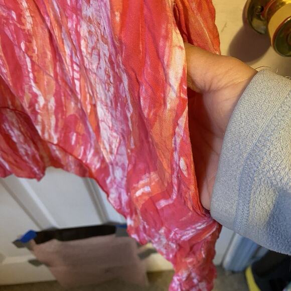 Lynz Women Tunic Top Blouse OneSize V Neck Pullover Red White Pink Beach Preppy - Picture 8 of 9